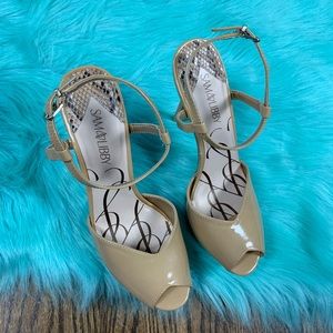 Sam & Libby Margot Peep Toe Nude Platform Heels